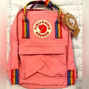 Fjallraven Kanken mini pink rainbow backpack NWT
